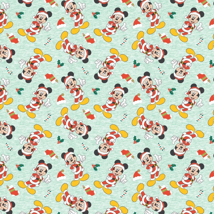 Tossed Mickey Mouse Santa From Mickey Christmas From Springs Creative by the Yard  - 100% Cotton