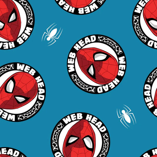 FLEECE - Spiderman Web Head From Springs Creative by the Yard - 58" Wide