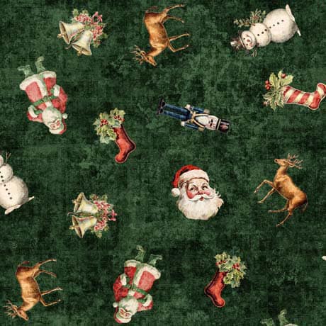 Christmas Toss in Forest from the Wonderful Christmastime Collection by ©Morris Creative Group for QT Fabrics - 100% Cotton