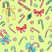 Candy Canes in Light Lime from the Holiday Party Collection by ©Micki Williams for INK & ARROW from QT Fabrics- 100% Cotton