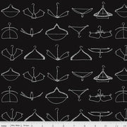 Wire Hangers in Black from the Press On Collection by J. Wecker Frisch for Riley Blake Designs - 100% Cotton- You Choose Cut