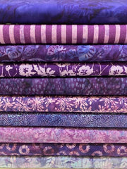 Purple Batik Fabric Bundle - 10 High Quality Cotton Quilt Fabrics | Choose Your Cut
