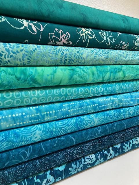 Green/Teal Palette Fabric BUNDLE - 10 Fabrics from Anthology Fabrics - Quilt Shop Quality - Choose Your Cut