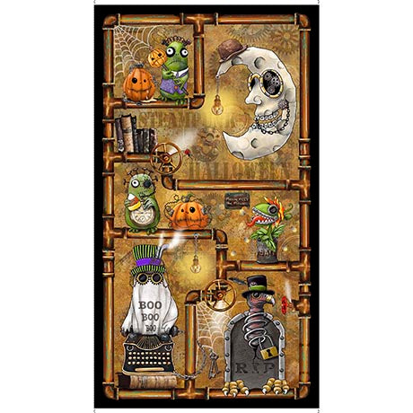 Steampunk Halloween Character 24"x44" Panel from the Steampunk Halloween 3 Collection from QT Fabrics