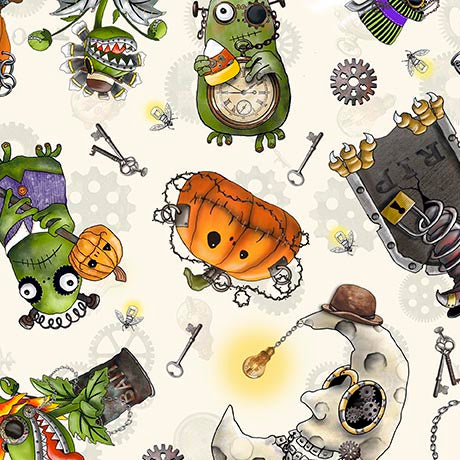 Steampunk Halloween 3 - Halloween Character Toss in Cream
