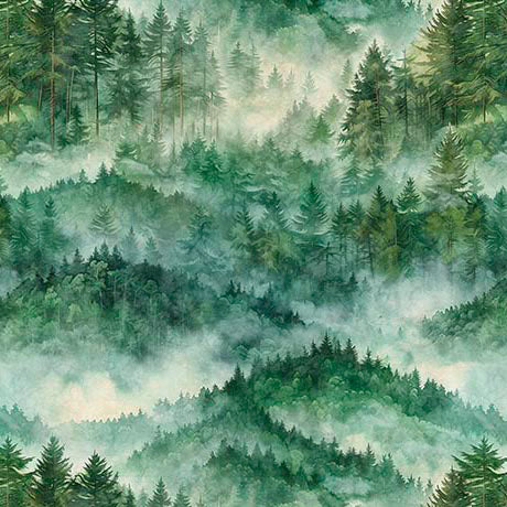 Earthly Delights-Pine Mountains in Green from QT Fabrics