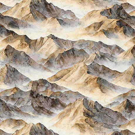 Earthly Delights-Mountain Peaks in Tan from QT Fabrics