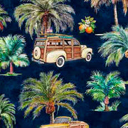 California Dreaming-Palm Trees & Cars in Midnight from QT Fabrics