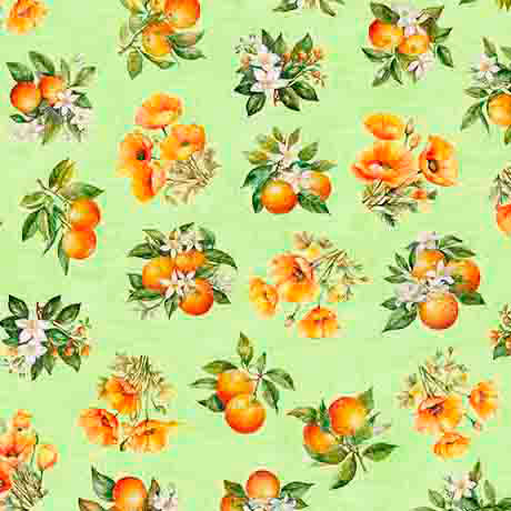 California Dreaming-Orange Toss in Light Lime from QT Fabrics