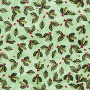 Holly Toss in Pistachio from the Wonderful Christmastime Collection by ©Morris Creative Group for QT Fabrics - 100% Cotton