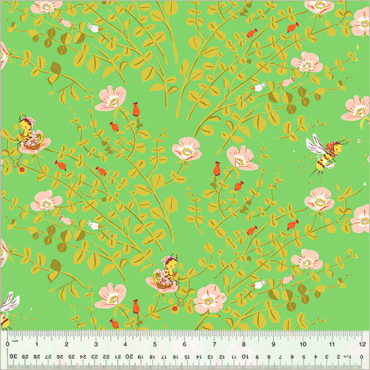 Nanny Bee in Green from the Studio Edit Collection by Heather Ross - Windham Fabrics - 100% Cotton