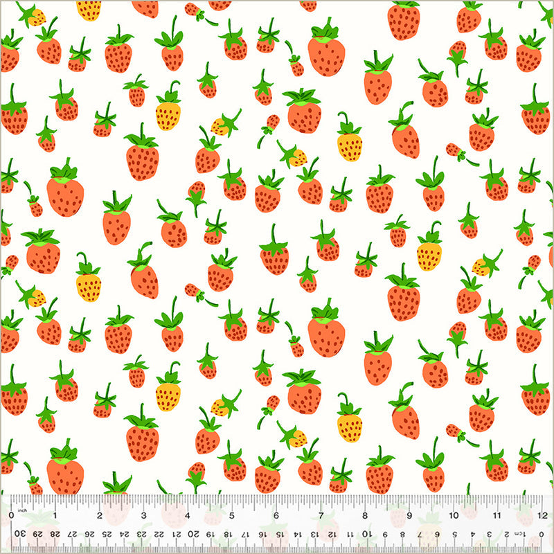 Strawberries in White from the Studio Edit Collection by Heather Ross - Windham Fabrics - 100% Cotton
