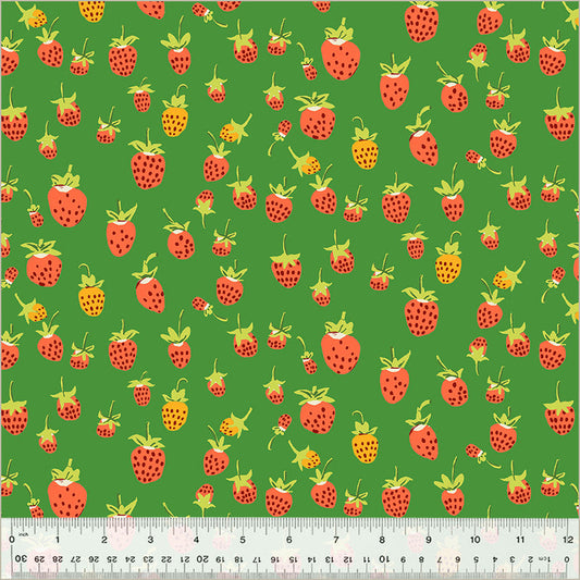 Strawberries in Green from the Studio Edit Collection by Heather Ross - Windham Fabrics - 100% Cotton