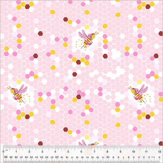Hex Bee in Pink from the Studio Edit Collection by Heather Ross - Windham Fabrics - 100% Cotton