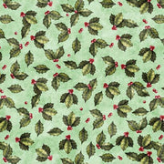 Holly Toss in Pistachio from the Wonderful Christmastime Collection by ©Morris Creative Group for QT Fabrics - 100% Cotton