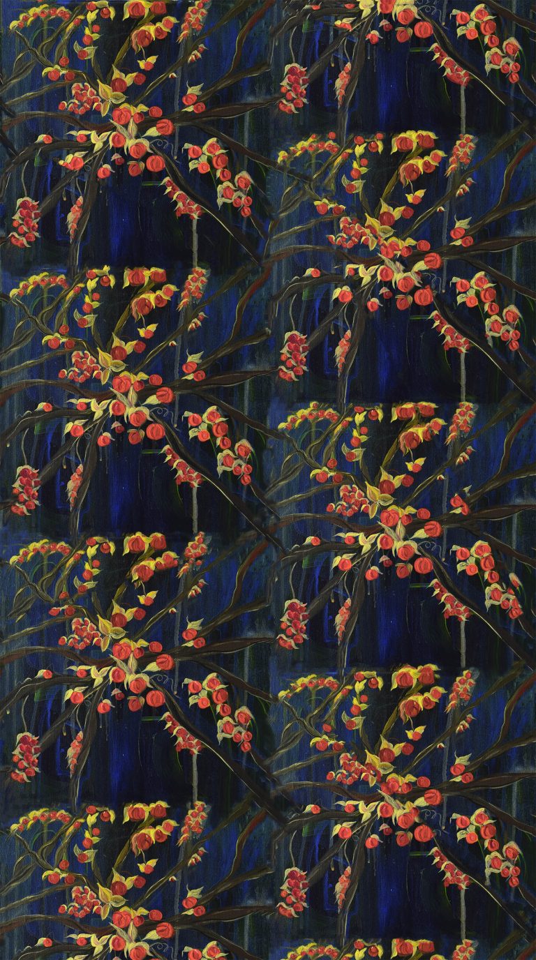 Berries on Vines from Northcott's Bittersweet Halloween Collection from Frond Designs - 100% Quilt Shop Quality Cotton