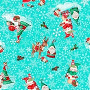 Christmas Toss in Turquoise from the Gnome for the Holidays Collection by Helz Cuppleditch for QT Fabrics- 100% High Quality Cotton