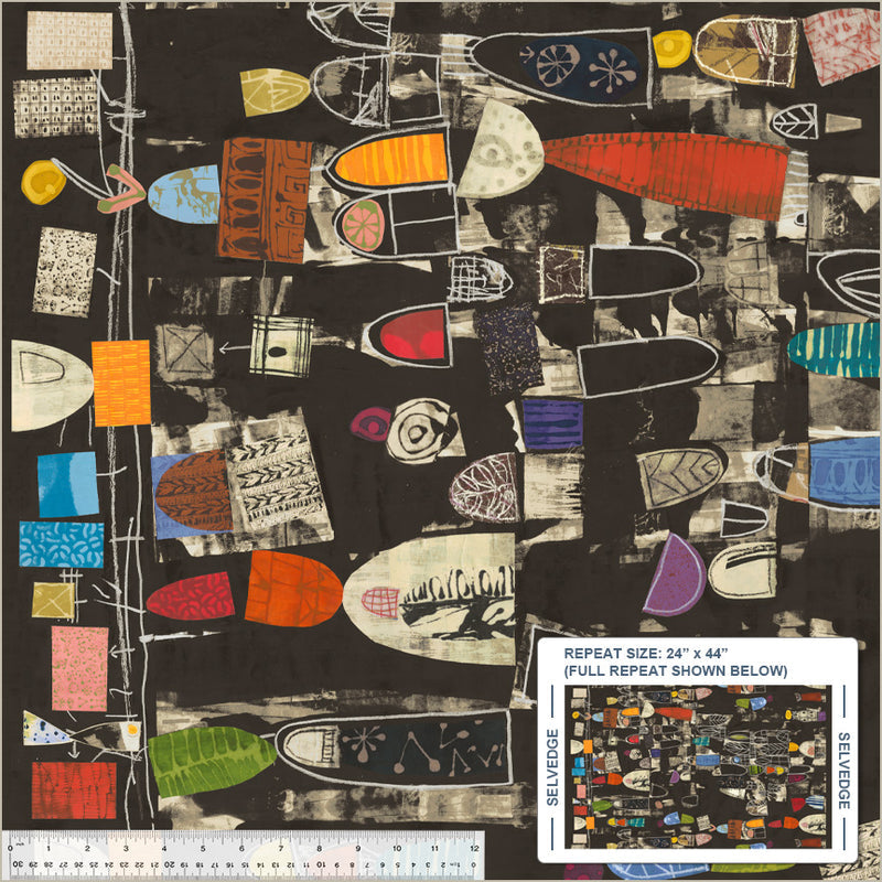 Timeline: Lecture in Black from the Marcia Derse Essentials Collection - Windham Fabrics - 100% Cotton