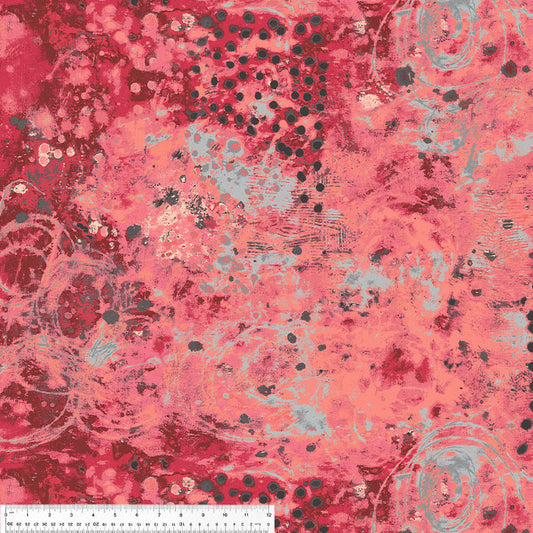 Spotted Graffiti in Coral Garden by Marcia Derse - Windham Fabrics - 100% Cotton