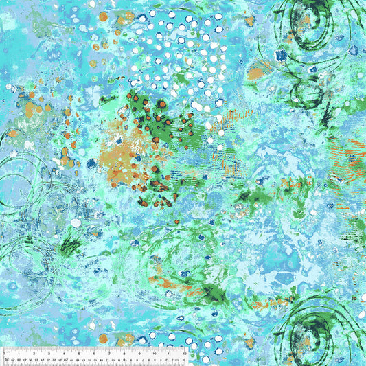 Spotted Graffiti in Sea Glass by Marcia Derse - Windham Fabrics - 100% Cotton