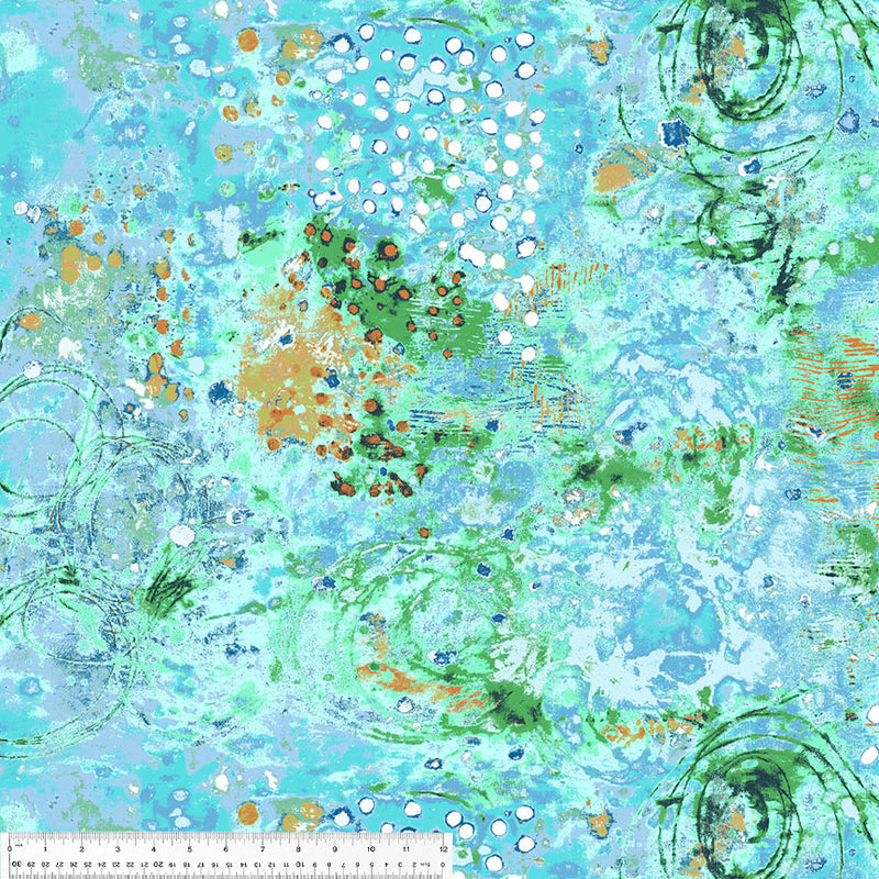 Spotted Graffiti in Sea Glass by Marcia Derse - Windham Fabrics - 100% Cotton