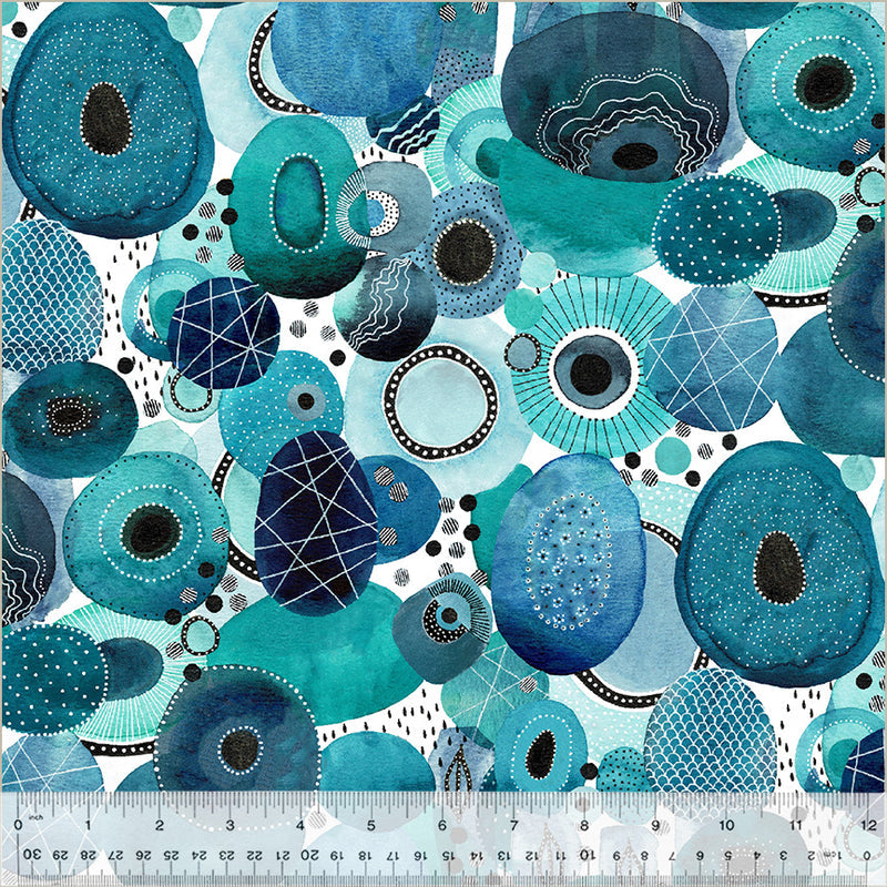 108" Wideback Cotton - EBB & FLOW EARTHEN GENISIS AQUA from Windham Fabrics by Essoldo Designs - 100% Quilt Shop Quality Cotton