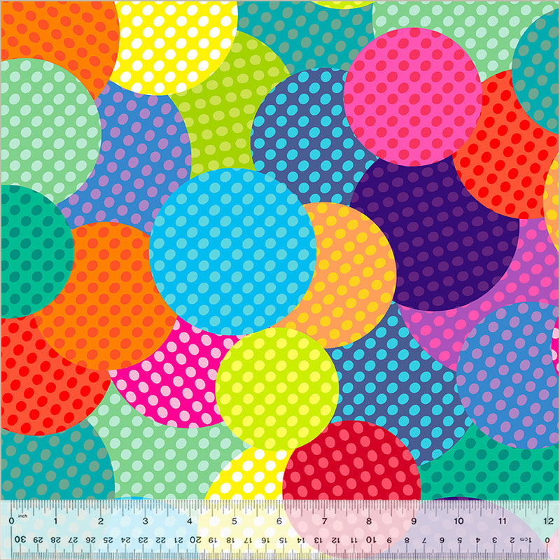 108" Wideback Cotton - Rainbow Fun Dot to Dot POLKA PALS from Windham Fabrics by Heather Givans of Crimson Tate - 100% Quilt Shop Quality Cotton