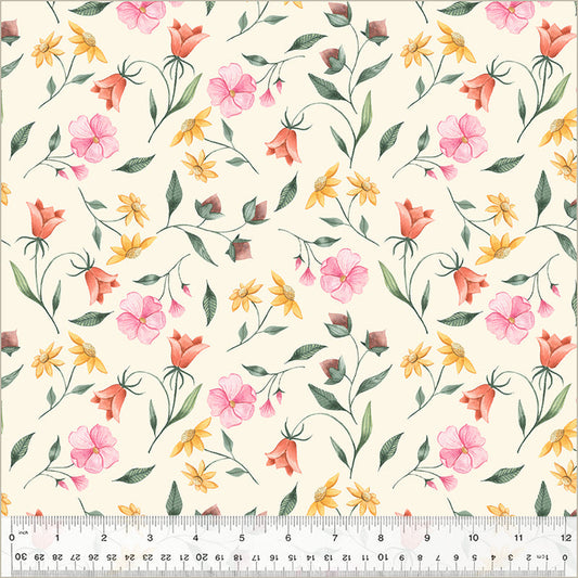 Petal Pixies-Pretty Sprigs in Ivory from Windham Fabrics
