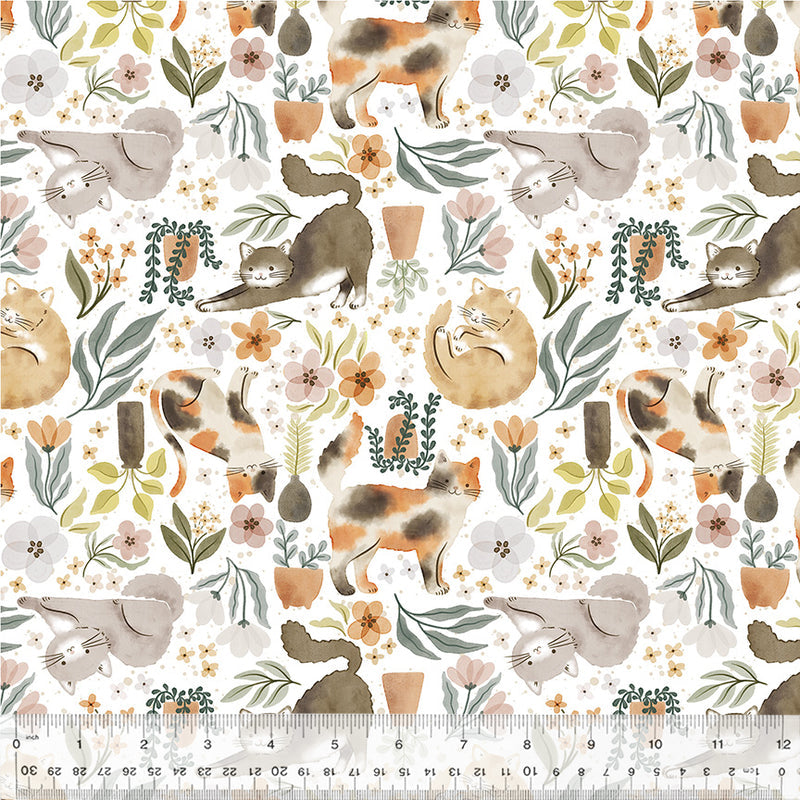 Purrfect Plants from the Petal & Purr Collection by Whistler Studios - Windham Fabrics