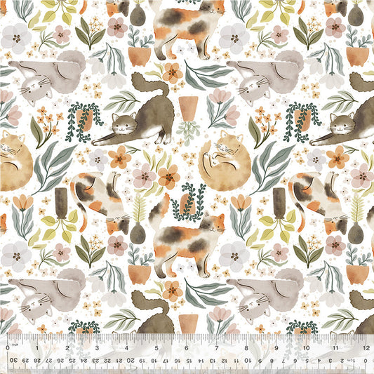 Purrfect Plants from the Petal & Purr Collection by Whistler Studios - Windham Fabrics