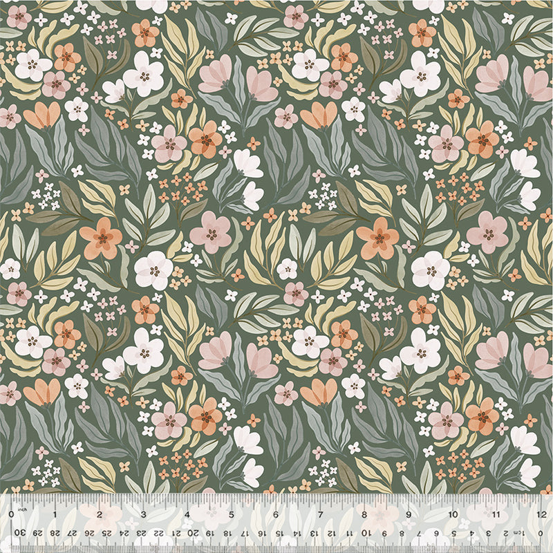 Floral Garden in Sage from the Petal & Purr Collection by Whistler Studios - Windham Fabrics