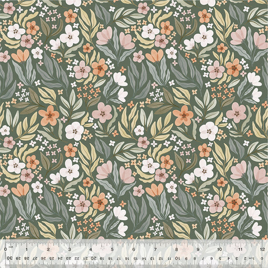 Floral Garden in Sage from the Petal & Purr Collection by Whistler Studios - Windham Fabrics