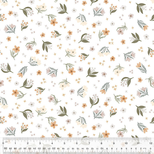 Petal Pickings in White from the Petal & Purr Collection by Whistler Studios - Windham Fabrics