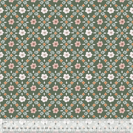 Garden Lattice in Sage from the Petal & Purr Collection by Whistler Studios - Windham Fabrics