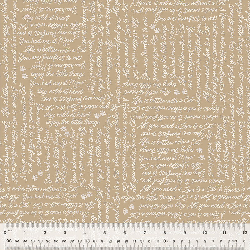 You had me at Meow in Taupe from the Petal & Purr Collection by Whistler Studios - Windham Fabrics