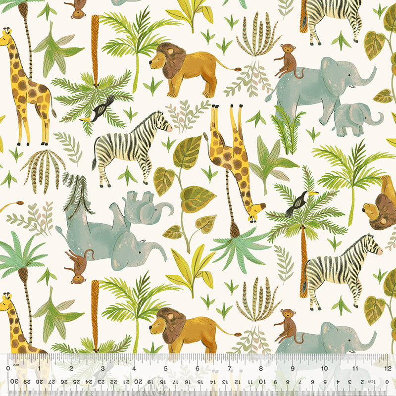 Living a Wild Life in Ivory from the King of the Jungle Collection by Whistler Studios- Windham Fabrics