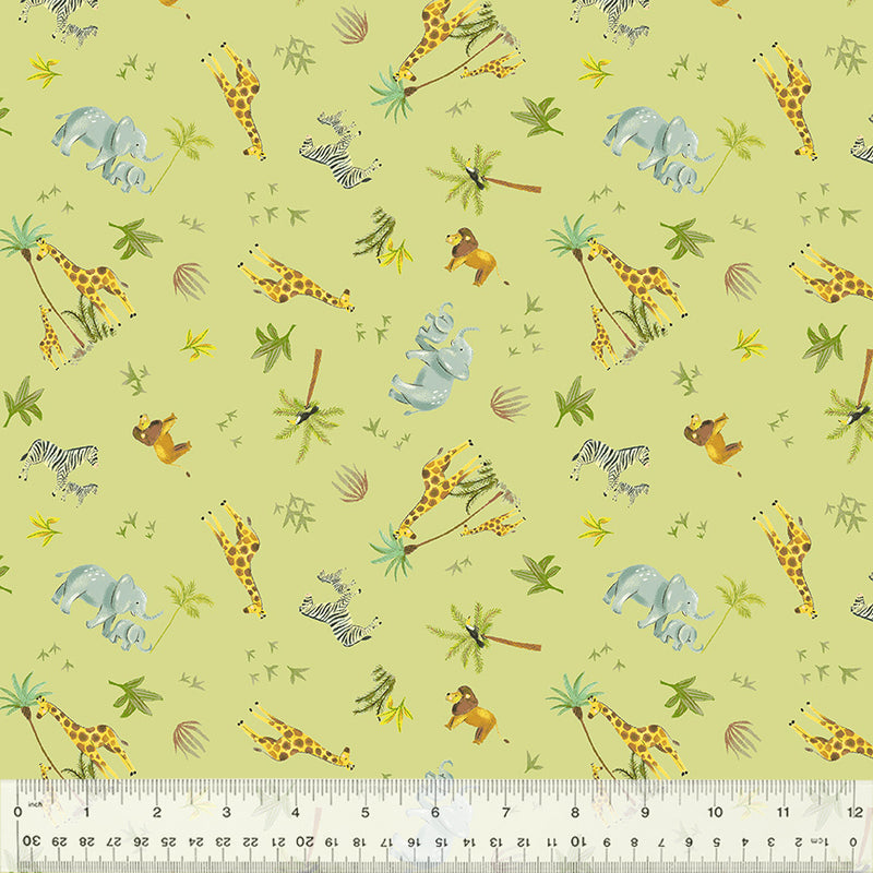 A Day of Play in Pale Olive from the King of the Jungle Collection by Whistler Studios - Windham Fabrics