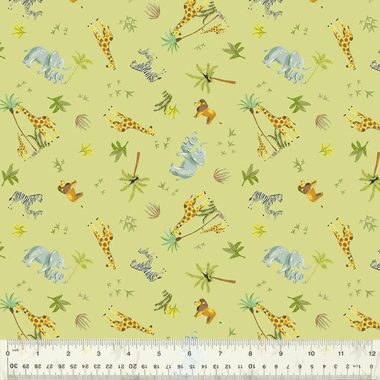 A Day of Play in Pale Olive from the King of the Jungle Collection by Whistler Studios - Windham Fabrics