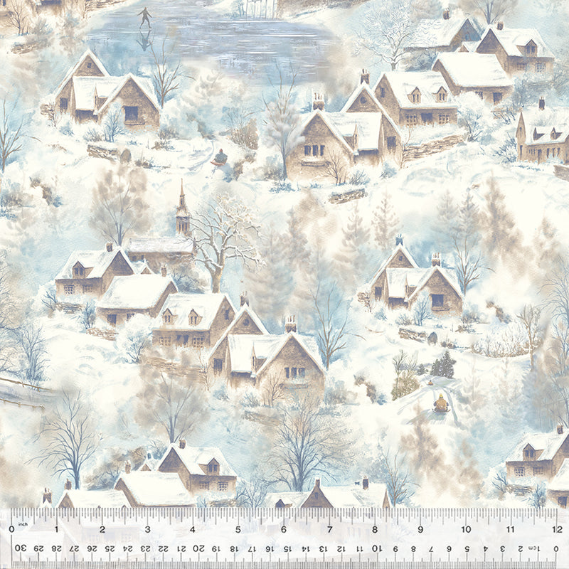 Into the Village in Snow from the Winter Whisper Collection by Whistler Studios - Windham Fabrics
