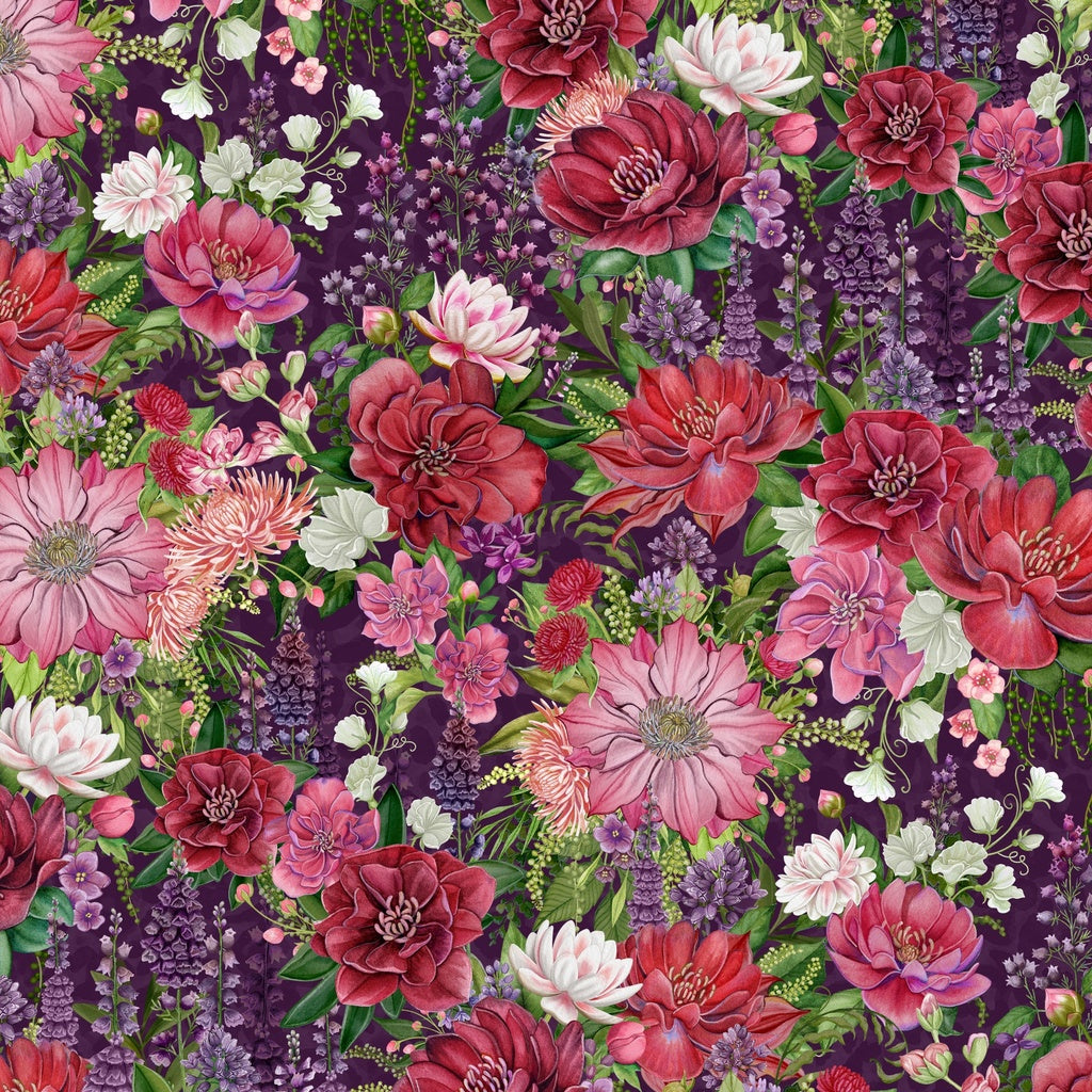 Packed Floral-Purple from Lumin Fabric's Wild Garden Collection by Nicole Tamarin