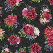 Floral Bouquets-Black from Lumin Fabric's Wild Garden Collection by Nicole Tamarin