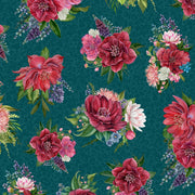 Floral Bouquets-Teal from Lumin Fabric's Wild Garden Collection by Nicole Tamarin