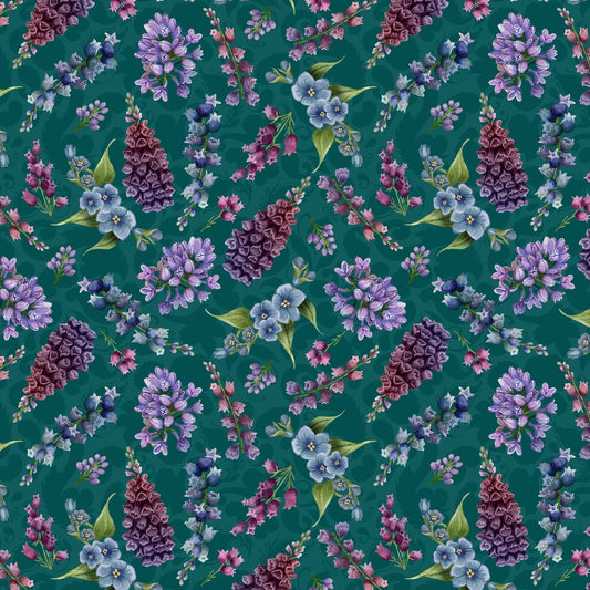 Small Floral-Teal from Lumin Fabric's Wild Garden Collection by Nicole Tamarin