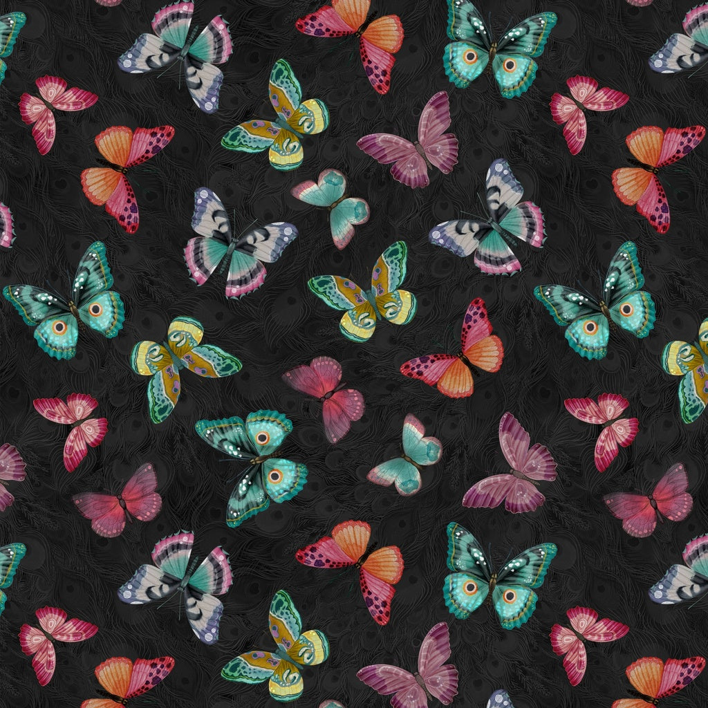 Butterflies-Black  from Lumin Fabric's Wild Garden Collection by Nicole Tamarin