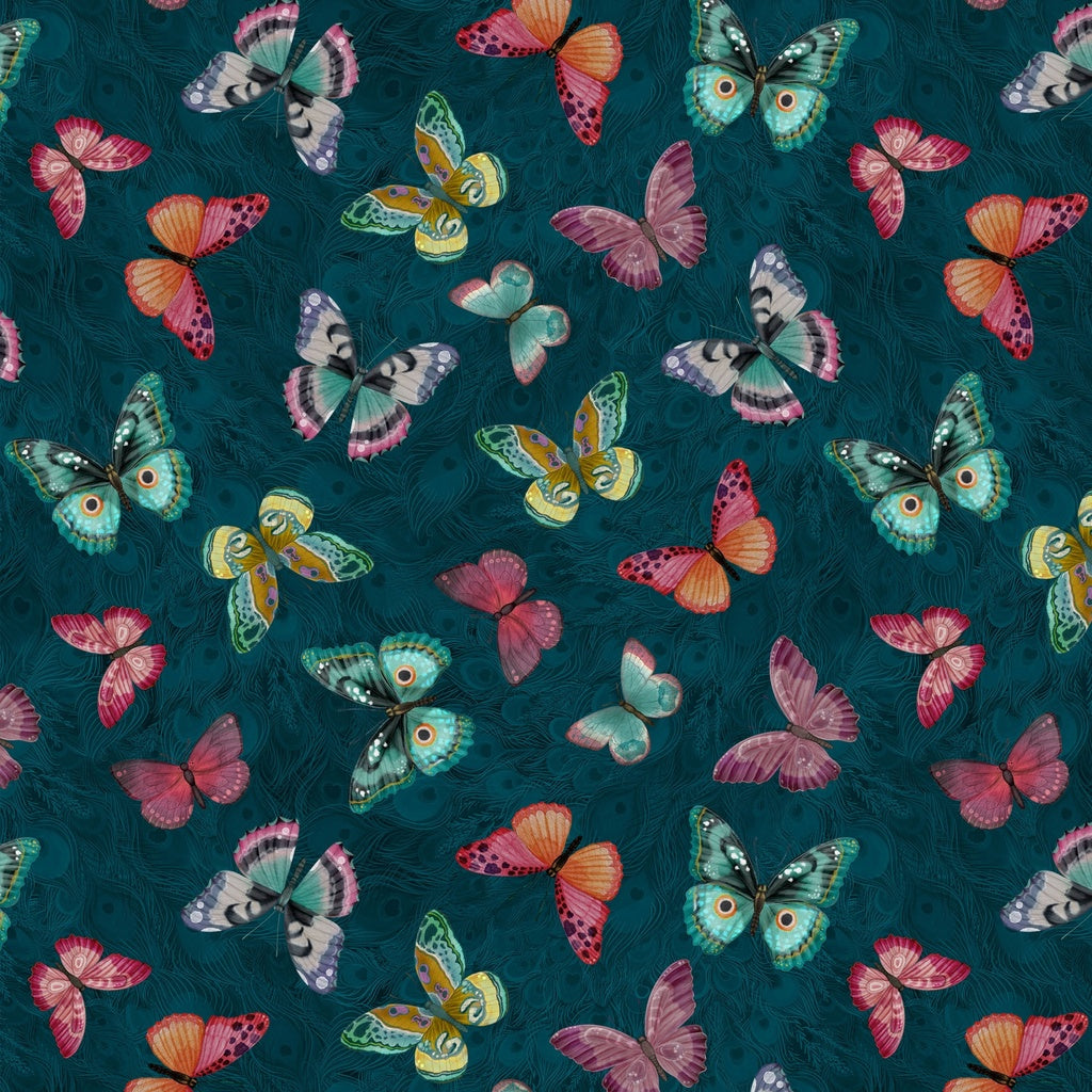 Butterflies-Teal  from Lumin Fabric's Wild Garden Collection by Nicole Tamarin