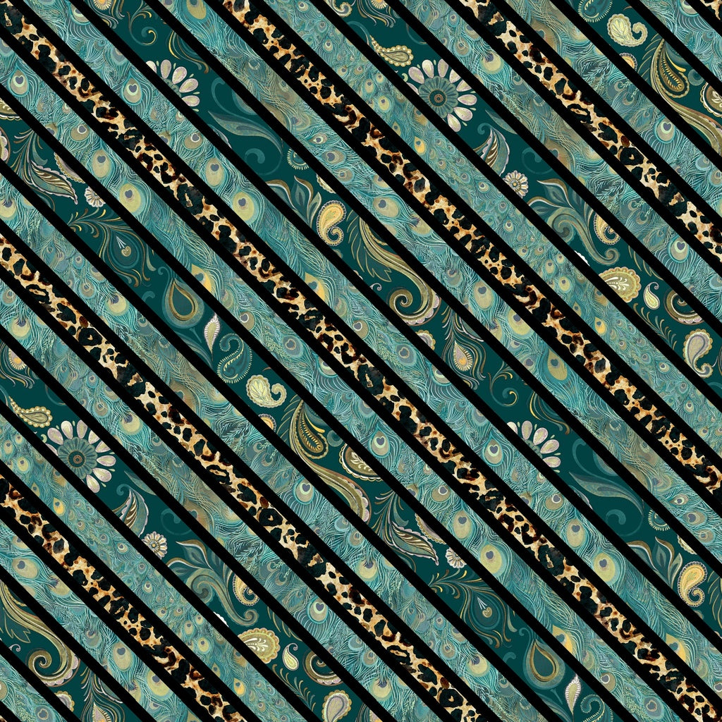 Diagonal Stripe-Teal from Lumin Fabric's Wild Garden Collection by Nicole Tamarin