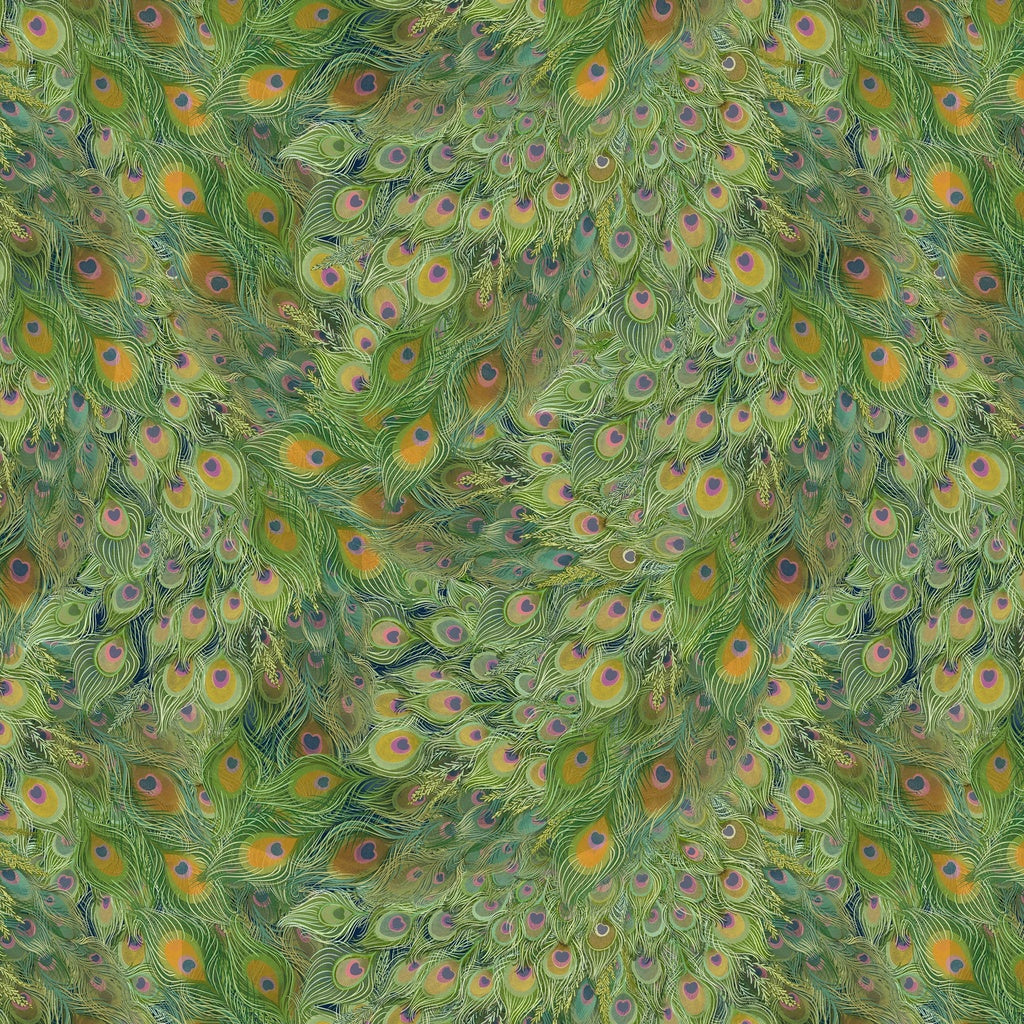 Feathers-Green  from Lumin Fabric's Wild Garden Collection by Nicole Tamarin