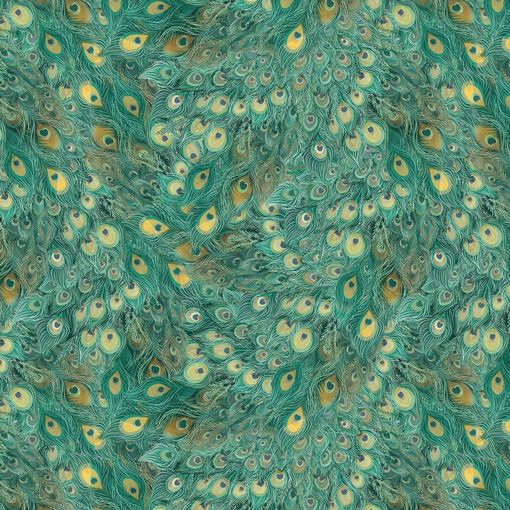 Feathers-Teal  from Lumin Fabric's Wild Garden Collection by Nicole Tamarin