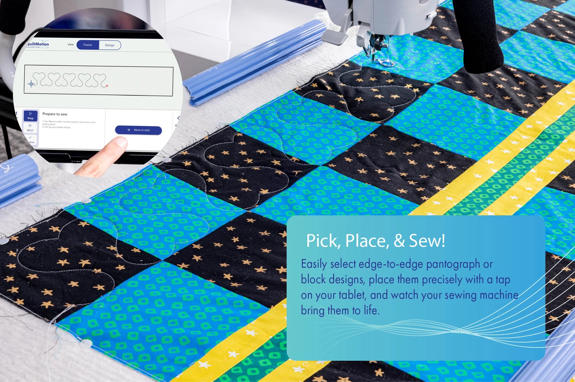 QuiltMotion X Foundations for Domestics from Grace Frame - Automation for your Domestic Sewing Machines or Little Rebel