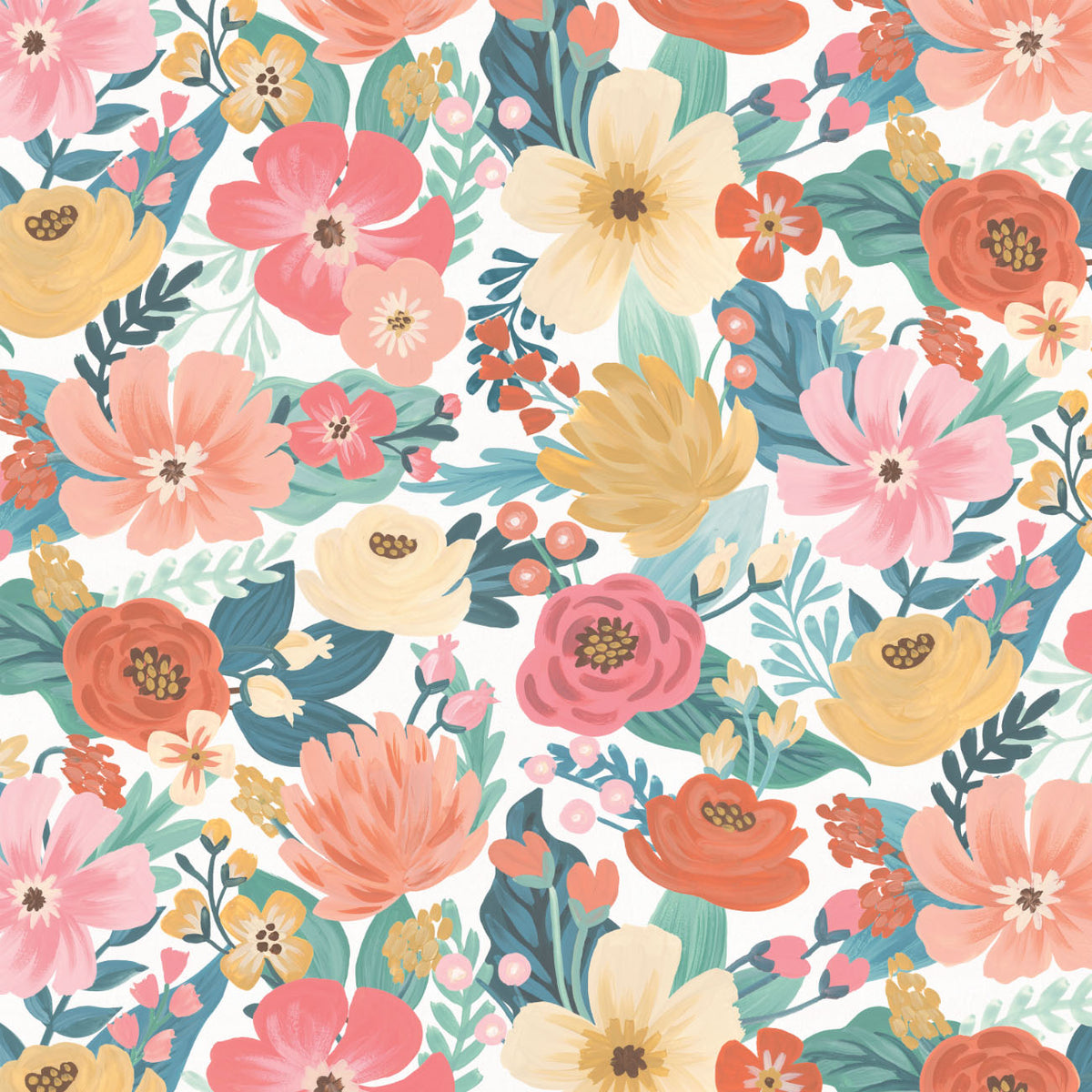 Minky -Mixed Packed Flowers in White from EZ Fabrics - 60" Wide